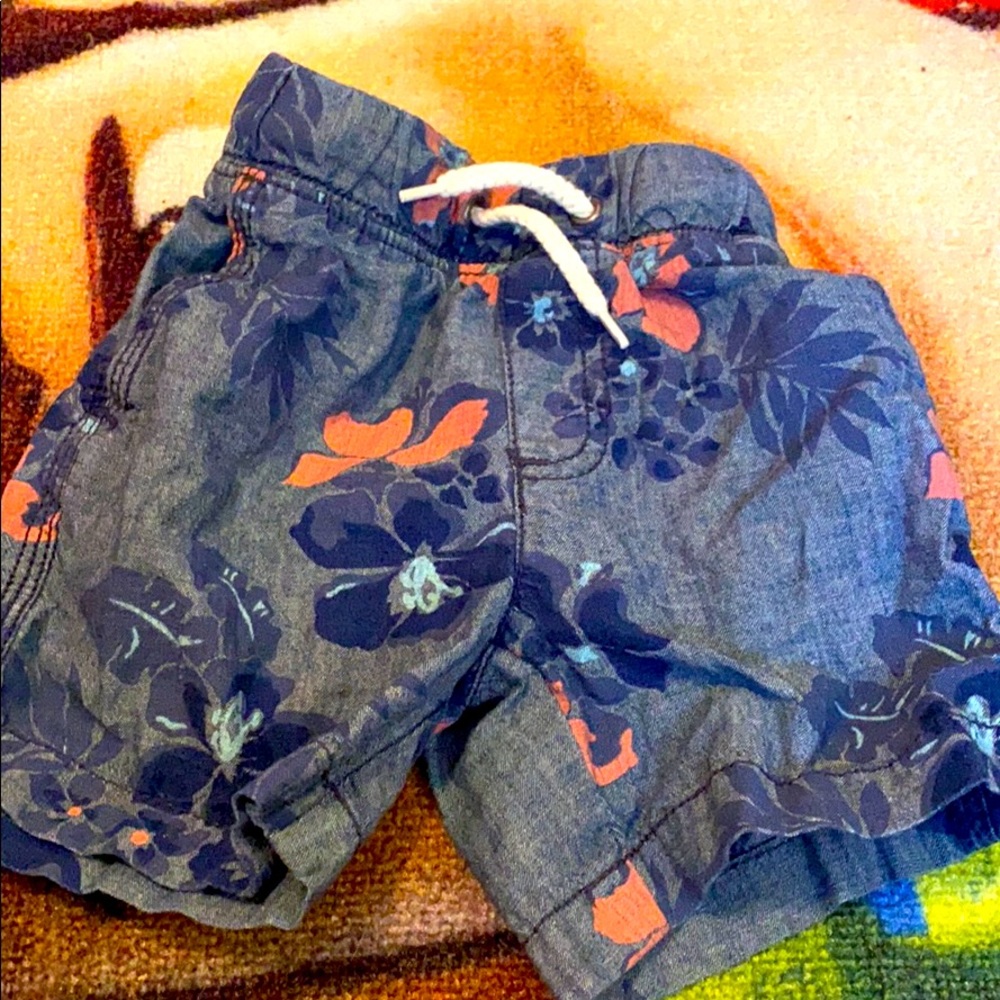 Floral denim shorts